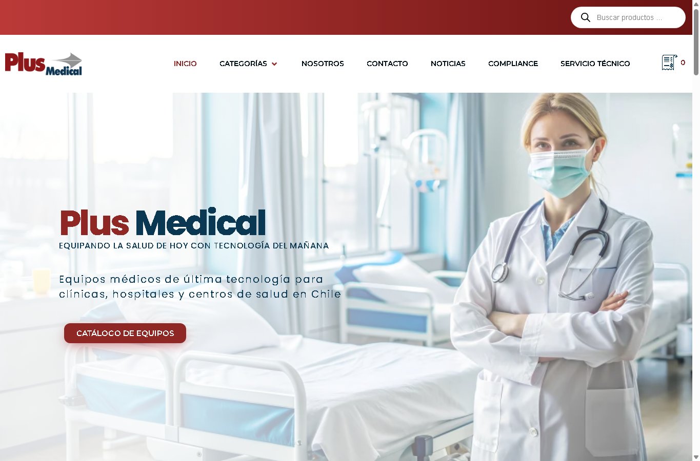Vista real del sitio de Plusmedical